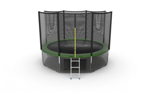 Батут EVO JUMP External + Lower net, 12ft (зеленый) с внешней сеткой и лестницей + нижняя сеть preview 4