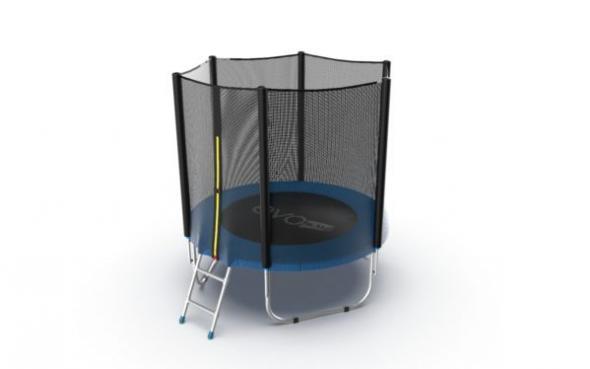 Батут EVO Jump External, диаметр 6ft (синий) с внешней сеткой и лестницей  preview 3