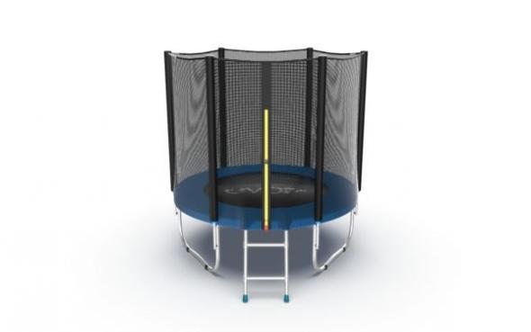 Батут EVO Jump External, диаметр 6ft (синий) с внешней сеткой и лестницей  preview 2