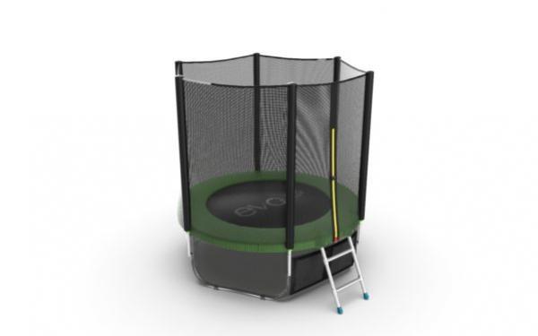 Батут EVO JUMP External + Lower net, 6ft (зеленый) с внешней сеткой и лестницей + нижняя сеть preview 6