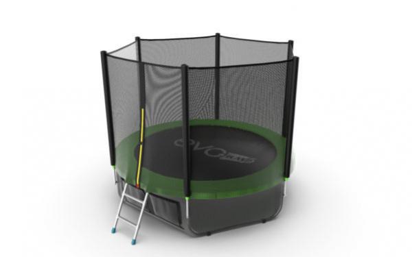 Батут EVO JUMP External + Lower net, 8ft (зеленый) с внешней сеткой и лестницей + нижняя сеть preview 2