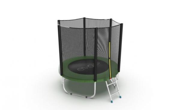 Батут EVO Jump External, диаметр 6ft (зеленый) с внешней сеткой и лестницей  preview 6