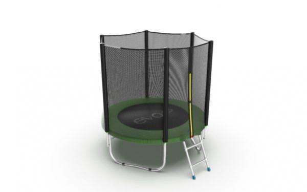 Батут EVO Jump External, диаметр 6ft (зеленый) с внешней сеткой и лестницей  preview 6