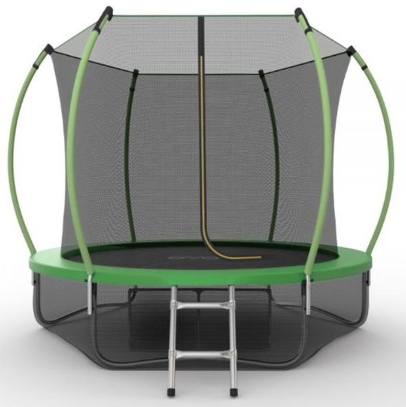 Батут EVO JUMP Internal + Lower net, 8ft (зеленый) с внутренней сеткой и лестницей + нижняя сеть