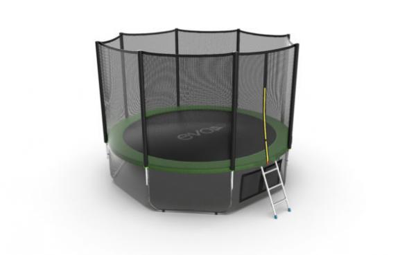Батут EVO JUMP External + Lower net, 12ft (зеленый) с внешней сеткой и лестницей + нижняя сеть preview 8