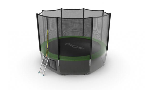 Батут EVO JUMP External + Lower net, 12ft (зеленый) с внешней сеткой и лестницей + нижняя сеть preview 2