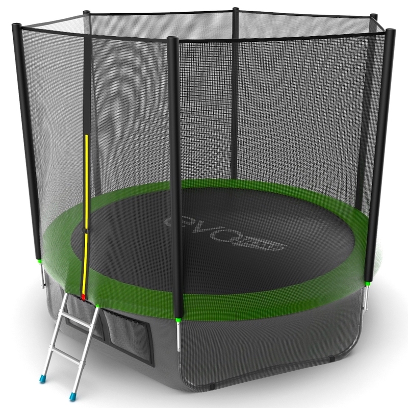 Батут EVO JUMP External + Lower net, 10ft (зеленый) с внешней сеткой и лестницей + нижняя сеть 