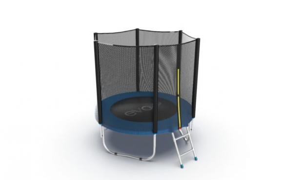 Батут EVO Jump External, диаметр 6ft (синий) с внешней сеткой и лестницей  preview 6