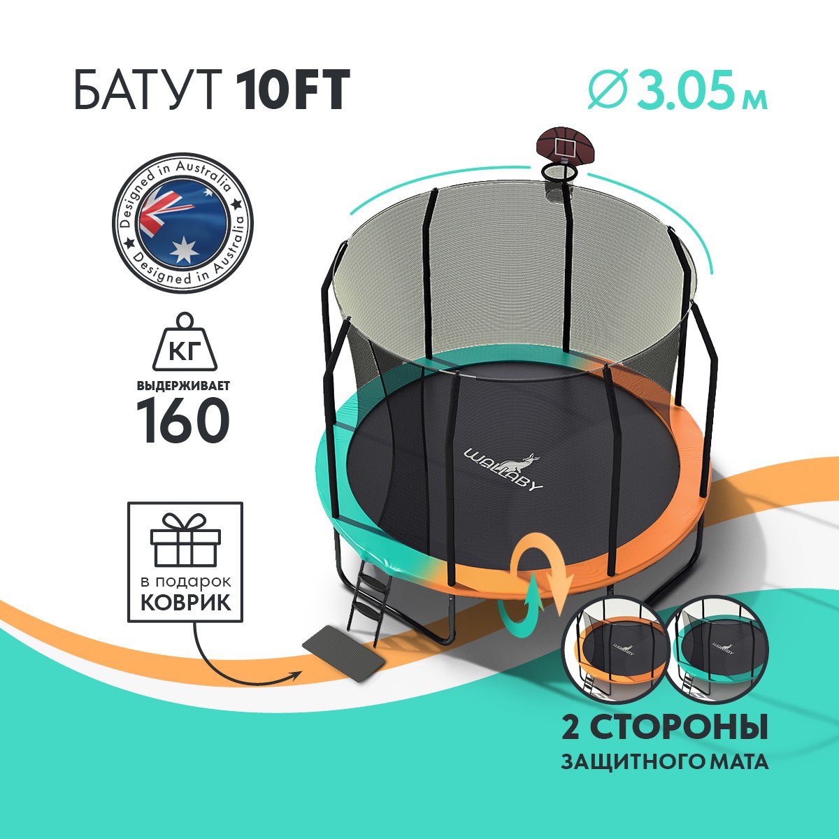 Батут Wallaby Sydney 10 FT (новый, собирался)